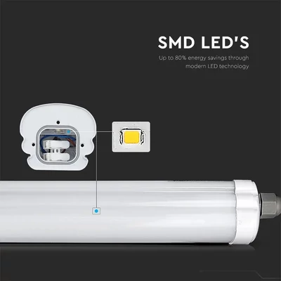 V-TAC LED lámpa 150cm 48W IP65, 120 Lm/W, természetes fehér - SKU 216287