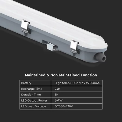 V-TAC LED lámpa 150cm 48W IP65, vészakkuval, hideg fehér, 120 Lm/W (M-széria) - SKU 24014