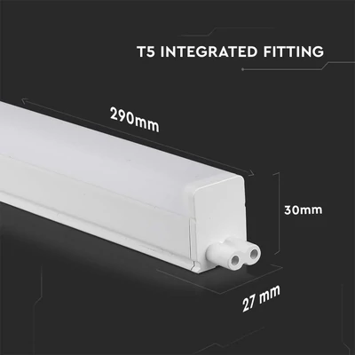 V-TAC LED lámpa 30cm T5 4W beépített kapcsolóval meleg fehér - SKU 21689