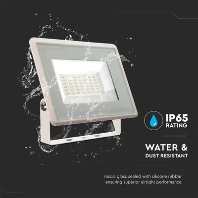 V-TAC LED reflektor 30W hideg fehér, fehér házzal - SKU 6748