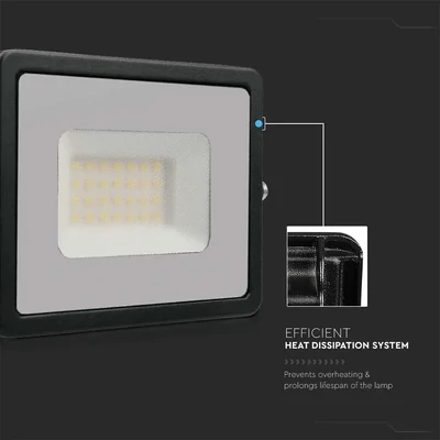 V-TAC LED reflektor 30W hideg fehér ?? Lm/W, fekete házzal - SKU 215954