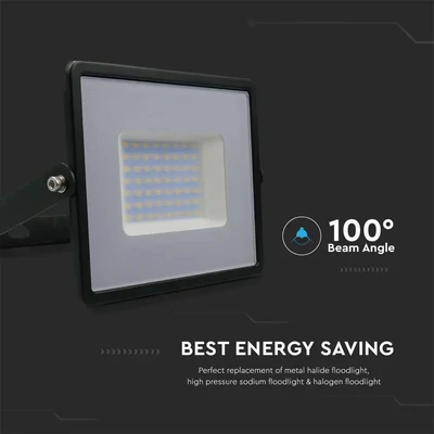 V-TAC LED reflektor 50W természetes fehér ?? Lm/W, fekete házzal - SKU 215959