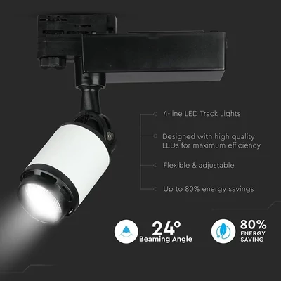 V-TAC LED sínes spotlámpa állítható 10W hideg fehér - SKU 1334