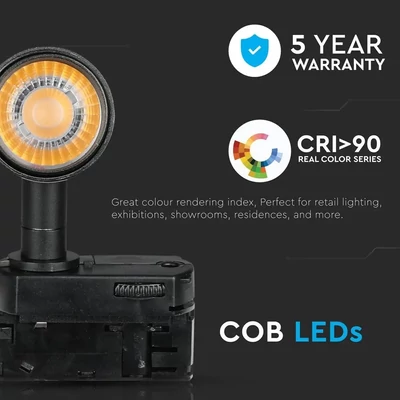 V-TAC LED sínes spotlámpa állítható 15W CRI>90 természetes fehér - SKU 360