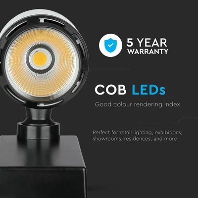 V-TAC LED sínes spotlámpa állítható 25W hideg fehér - SKU 1337