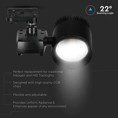 V-TAC LED sínes spotlámpa állítható 40W természetes fehér - SKU 1192