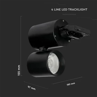 V-TAC LED sínes spotlámpa állítható CRI>95 15W hideg fehér - SKU 1303