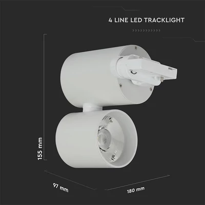 V-TAC LED sínes spotlámpa állítható CRI>95 15W meleg fehér - SKU 1298