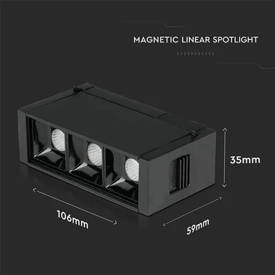 V-TAC LED spotlámpa mágneses sínhez 3W CRI>90 UGR<19 meleg fehér - SKU 7960