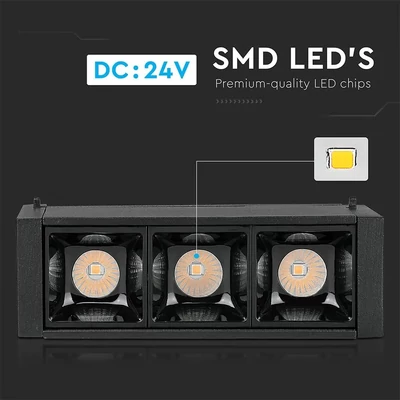 V-TAC LED spotlámpa mágneses sínhez 3W CRI>90 UGR<19 meleg fehér - SKU 7960