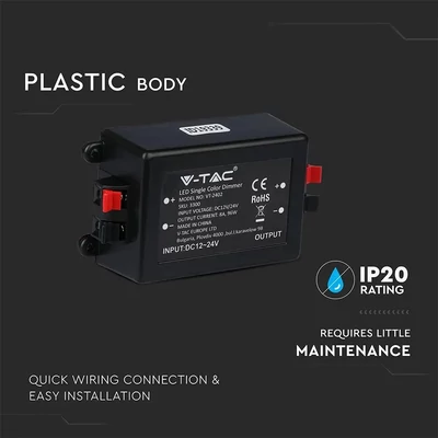 V-TAC LED szalag dimmer távirányítóval 12/24V - SKU 3300