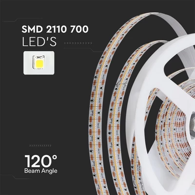 V-TAC LED szalag IP20 SMD 2110 chip 700 db/m meleg fehér CRI>90 - SKU 212602