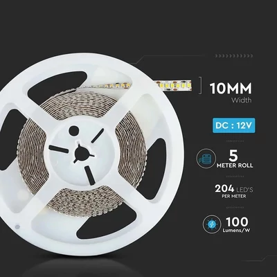 V-TAC LED szalag IP20 SMD 2835 chip 204 db/m természetes fehér, 100LM/W - SKU 212462