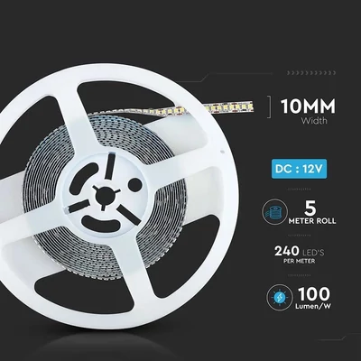 V-TAC LED szalag IP20 SMD 2835 chip 240 db/m természetes fehér, 100LM/W - SKU 212165