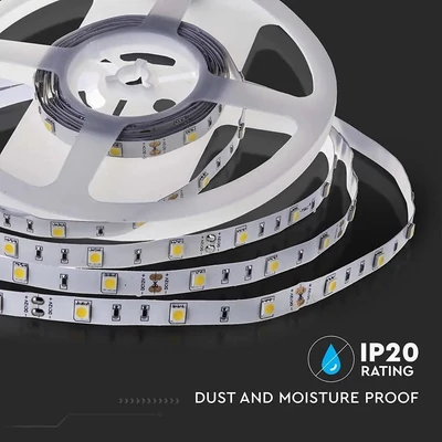 V-TAC LED szalag IP20 SMD 5050 chip 30 db/m hideg fehér, 80LM/W - SKU 212133