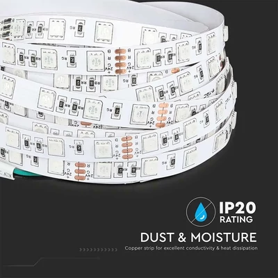V-TAC LED szalag IP20 SMD 5050 chip 60 db/m RGB, 5 m/tekercs - SKU 212591