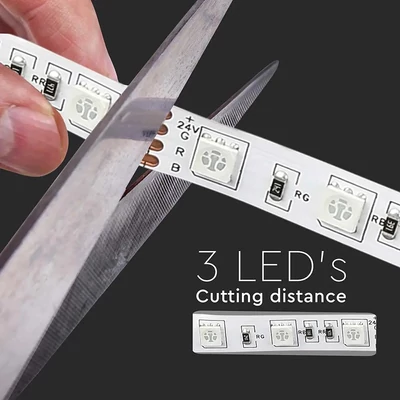 V-TAC LED szalag IP20 SMD 5050 chip 60 db/m RGB, 5 m/tekercs - SKU 212591