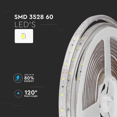 V-TAC LED szalag IP65 SMD 3528 chip 60 db/m kék, 100LM/W - SKU 212035