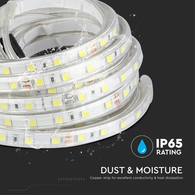 V-TAC LED szalag IP65 SMD 5050 chip 60 db/m meleg fehér, 80LM/W - SKU 212562