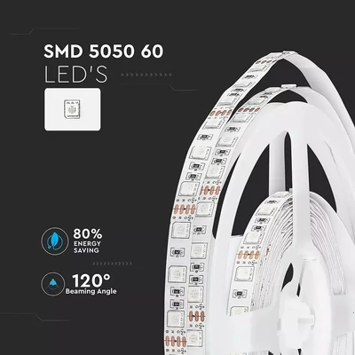 V-TAC LED szalag IP65 SMD 5050 chip 60 db/m RGB - SKU 212155