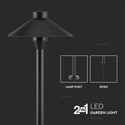 V-TAC leszúrható 7W kerti LED lámpa, fekete házzal, hideg fehér - SKU 20318