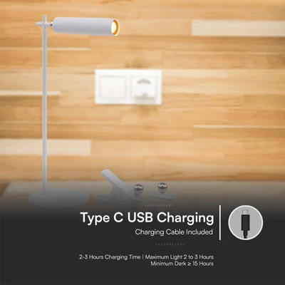 V-TAC magnetikus 3in1 LED lámpa, fehér házzal, természetes fehér fénnyel - SKU 23041