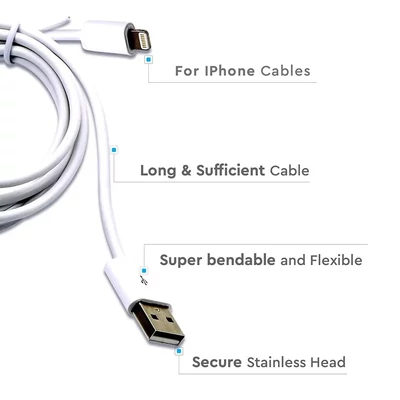 V-TAC MFi licences, iPhone 1.5m hálózati kábel, fehér - SKU 8453