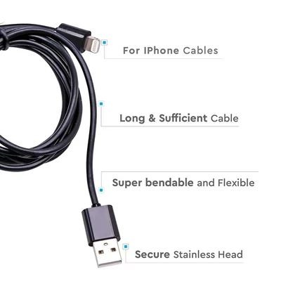 V-TAC MFi licences, iPhone 1.5m hálózati kábel, fekete - SKU 8452