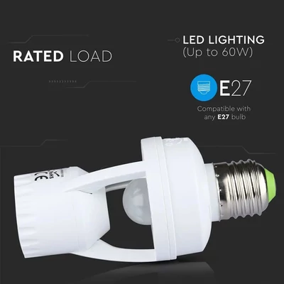 V-TAC mozgásérzékelős E27 foglalat 360° - SKU 4982