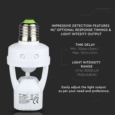 V-TAC mozgásérzékelős E27 foglalat 360° - SKU 4982