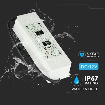 V-TAC műanyagházas IP67 LED tápegység 12V 100W 8.3A - SKU 3251