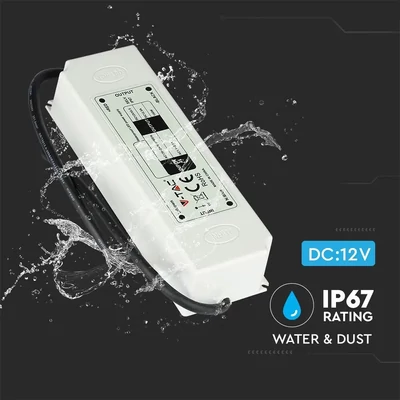V-TAC műanyagházas IP67 LED tápegység 12V 60W 5A - SKU 3234