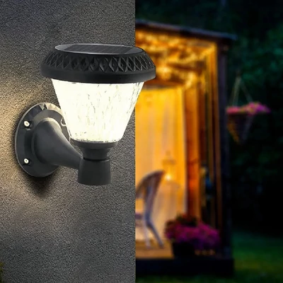 V-TAC napelemes LED fali lámpa, IP44, állítható fénnyel, fekete házzal és távirányítóval - SKU 93575