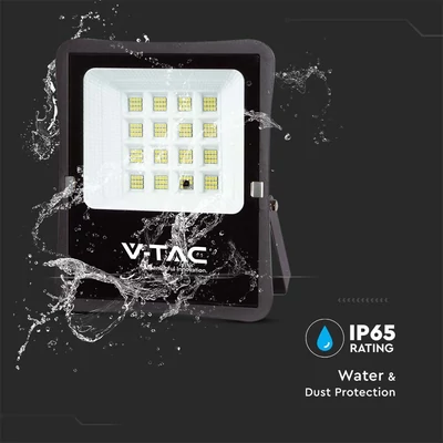 V-TAC napelemes LED reflektor 12W hideg fehér, 1200 Lumen - SKU 6966