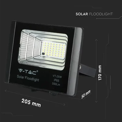 V-TAC napelemes LED reflektor 12W hideg fehér 5000 mAh - SKU 94006