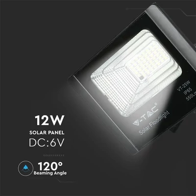 V-TAC napelemes LED reflektor 12W hideg fehér 5000 mAh - SKU 94006