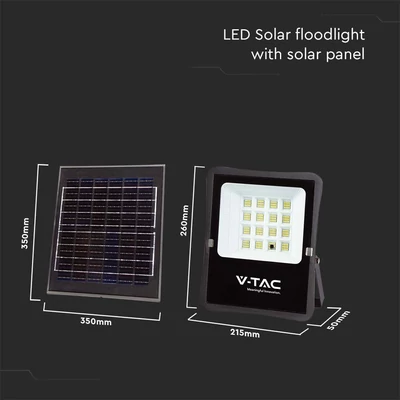 V-TAC napelemes LED reflektor 12W természetes fehér, 1200 Lumen - SKU 6967