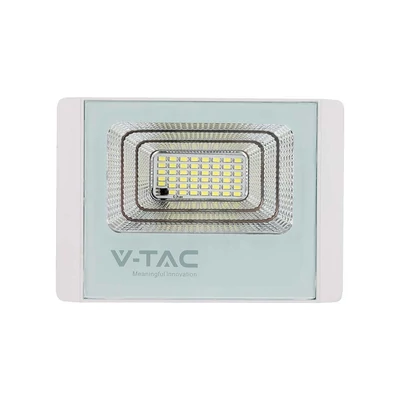 V-TAC napelemes LED reflektor 12W természetes fehér 5000 mAh, fehér házzal - SKU 23018