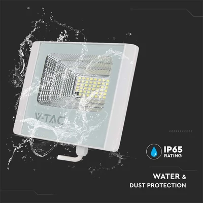 V-TAC napelemes LED reflektor 20W hideg fehér 10000 mAh, fehér házzal - SKU 10409