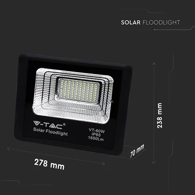 V-TAC napelemes LED reflektor 20W hideg fehér 10000 mAh - SKU 94010