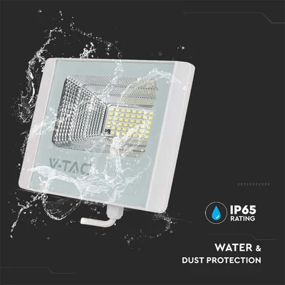 V-TAC napelemes LED reflektor 50W természetes fehér 25000 mAh, fehér házzal - SKU 10415