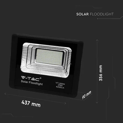 V-TAC napelemes LED reflektor 50W természetes fehér 25000 mAh - SKU 8578