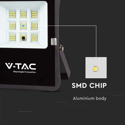 V-TAC napelemes LED reflektor 6W természetes fehér, 400 Lumen - SKU 6965