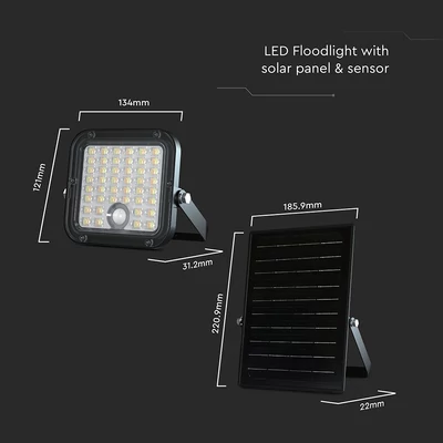 V-TAC napelemes reflektor mozgásérzékelővel, 1500 Lumen, állítható színhőmérséklettel - SKU 23756
