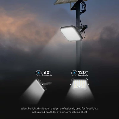 V-TAC napelemes reflektor mozgásérzékelővel, 4800 Lumen, hideg fehér - SKU 10311