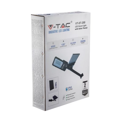 V-TAC napelemes utcai LED lámpa, térvilágító lámpatest 50W hideg fehér - SKU 95509