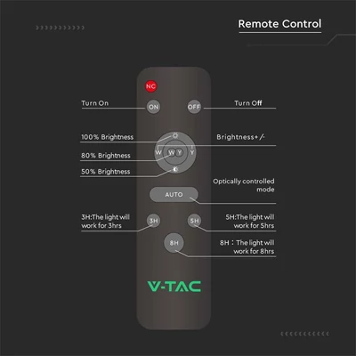 V-TAC Napelemes utcai térvilágító, 3500 Lumen, természetes fehér, Bridgelux SMD LED - SKU 10228