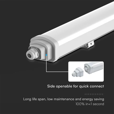 V-TAC polikarbonát LED lámpa 60cm 18W IP65 hideg fehér 120 Lm/W (GT-Széria) - SKU 23392