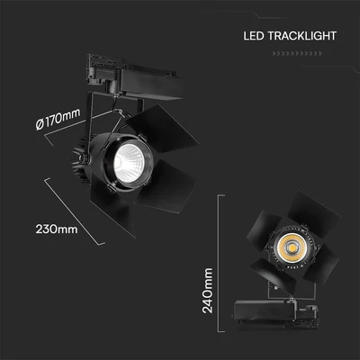 V-TAC PRO COB LED sínes színpadreflektor 33W CRI>90 meleg fehér - SKU 21371