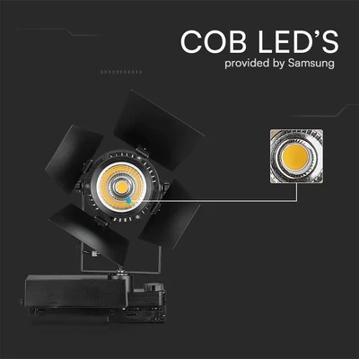 V-TAC PRO COB LED sínes színpadreflektor 33W CRI>90 meleg fehér - SKU 21371